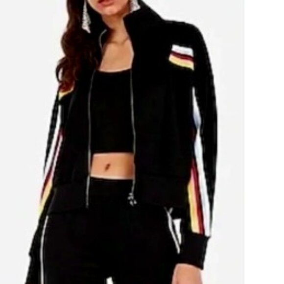 BNWT Express One Eleven Cropped Track Jacket Zip-Front Rainbow (S) - Picture 7 of 7